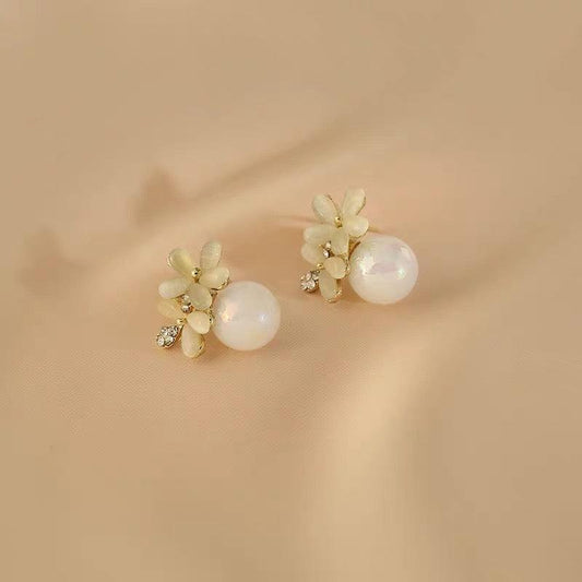 Moonstone and Pearl Stud Earrings - Handcrafted Gemstone Jewelry - Elegant Bridal or Everyday Earrings - Available on Shopify