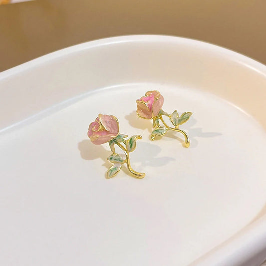 Handmade Rose Velvet Dreams Stud Earrings