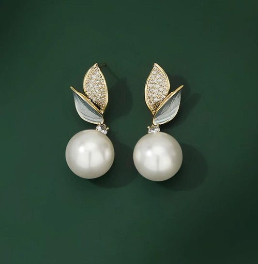Handcrafted White Pearl Drop Earrings - Elegant Bridal Jewelry - Sterling Silver Hooks - Wedding Accessories - Available on Shopify