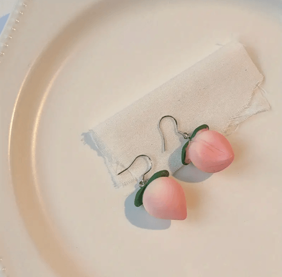 Whimsical Playful Sustainable Peach Earrings - LAND