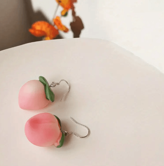 Whimsical Playful Sustainable Peach Earrings - LAND